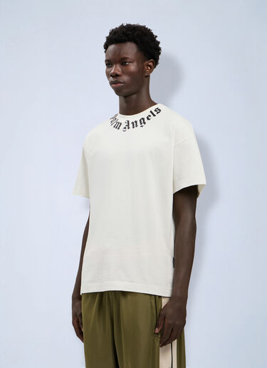 LN-CC® - Palm Angels: Neck Logo T-Shirt - White Palm Angels Neck Logo T-Shirt White pma0164086