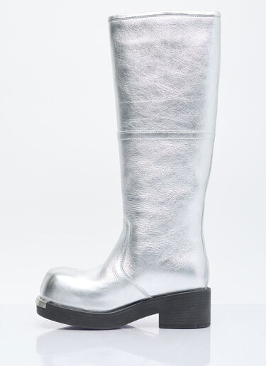 MM6 Maison Margiela Knee-High Metallic Boots Silver mmm0254016