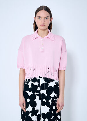 Marni Distressed Knit Polo Shirt Black mni0259003