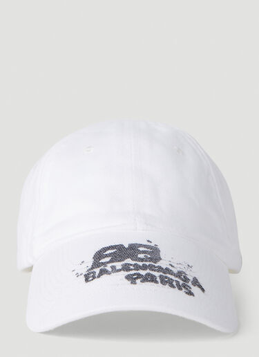 Balenciaga BB Dirty Paris Baseball Cap White bal0351003