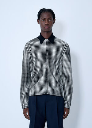 Jil Sander Houndstooth Zip-Up Shirt Grey jil0163001