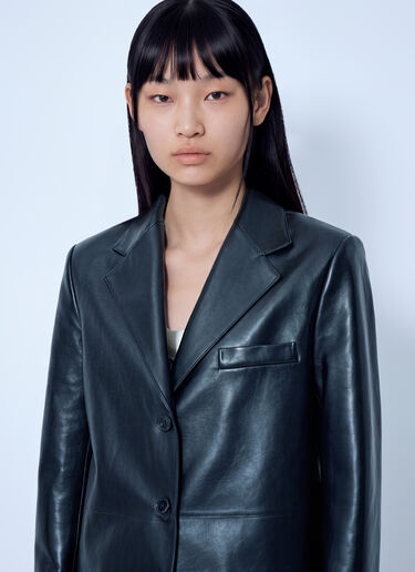 LN-CC® - Jil Sander: Single-Breasted Leather Blazer - Black Jil Sander Single-Breasted Leather Blazer Black jil0266018