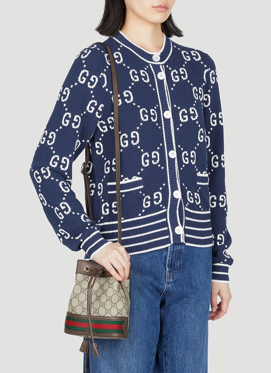 Ophidia mini gg supreme canvas bucket bag top