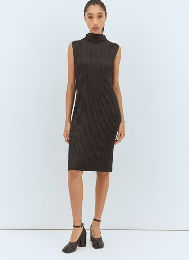 Pleats Please Issey Miyake 하이넥 미디 원피스 그레이 plp0258005