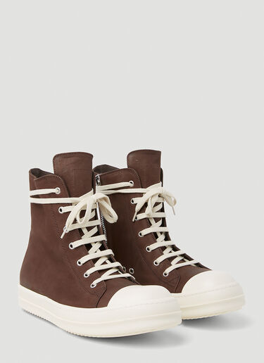 Rick Owens 高帮皮革运动鞋 棕色 ric0153023
