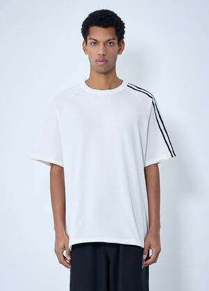 Y-3 Striped Shoulder Cotton T-Shirt White yyy0364029