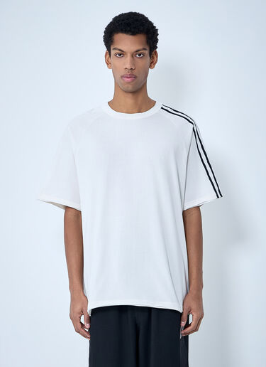 Y-3 Striped Shoulder Cotton T-Shirt White yyy0364029