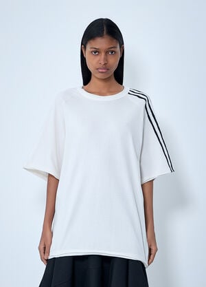 Y-3 Striped Shoulder Cotton T-Shirt White yyy0364029