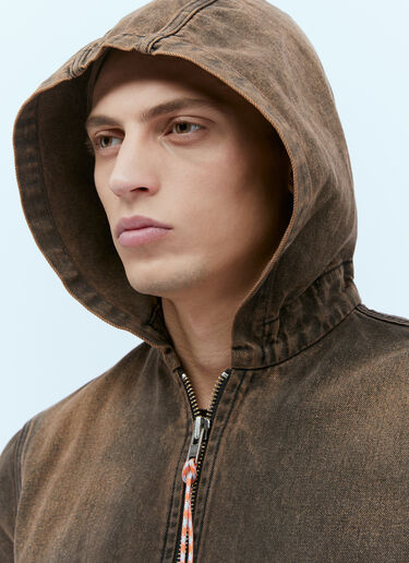 Acid Wash Hooded Denim Jacket Aries Acid Wash Hooded Denim Jacket Brown ari0154013