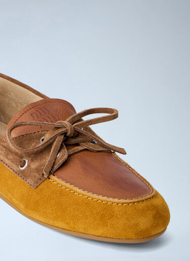Miu Miu Suede Boat Shoes Brown miu0264030