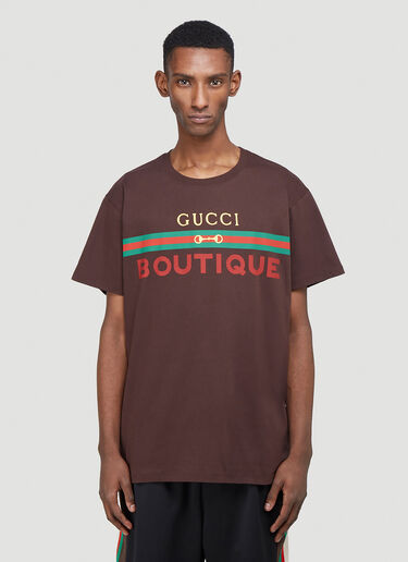 Gucci Boutique Logo T-Shirt Brown guc0140013