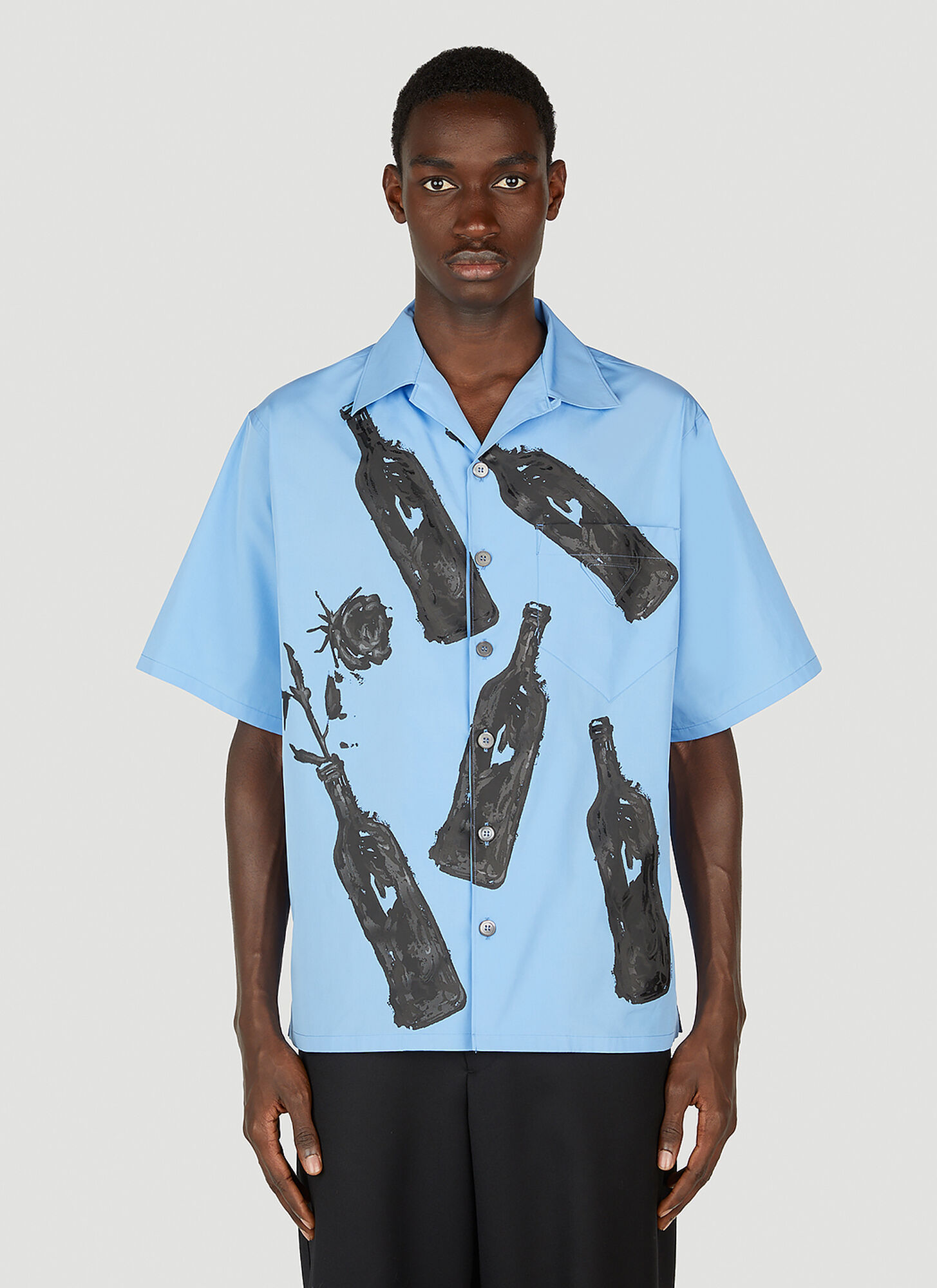 Shop Prada Graphic Print Shirt In Blue