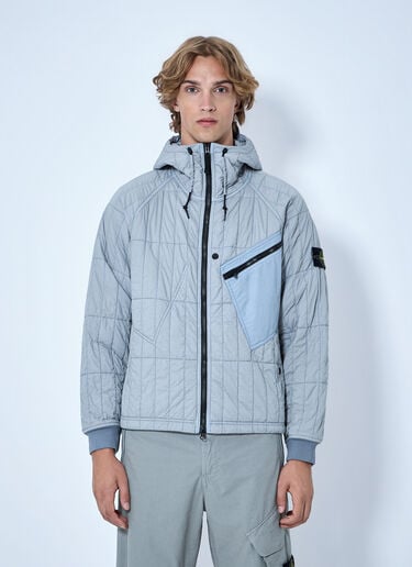 LN-CC® - Stone Island: Quilted Hooded Jacket - Grey Stone Island Quilted Hooded Jacket Grey sto0165057
