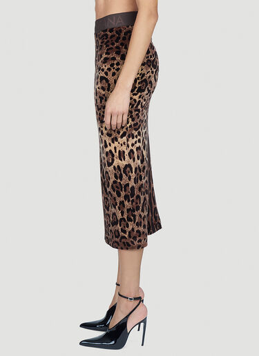 Dolce & Gabbana Leopard Print Midi Skirt Brown dol0254002