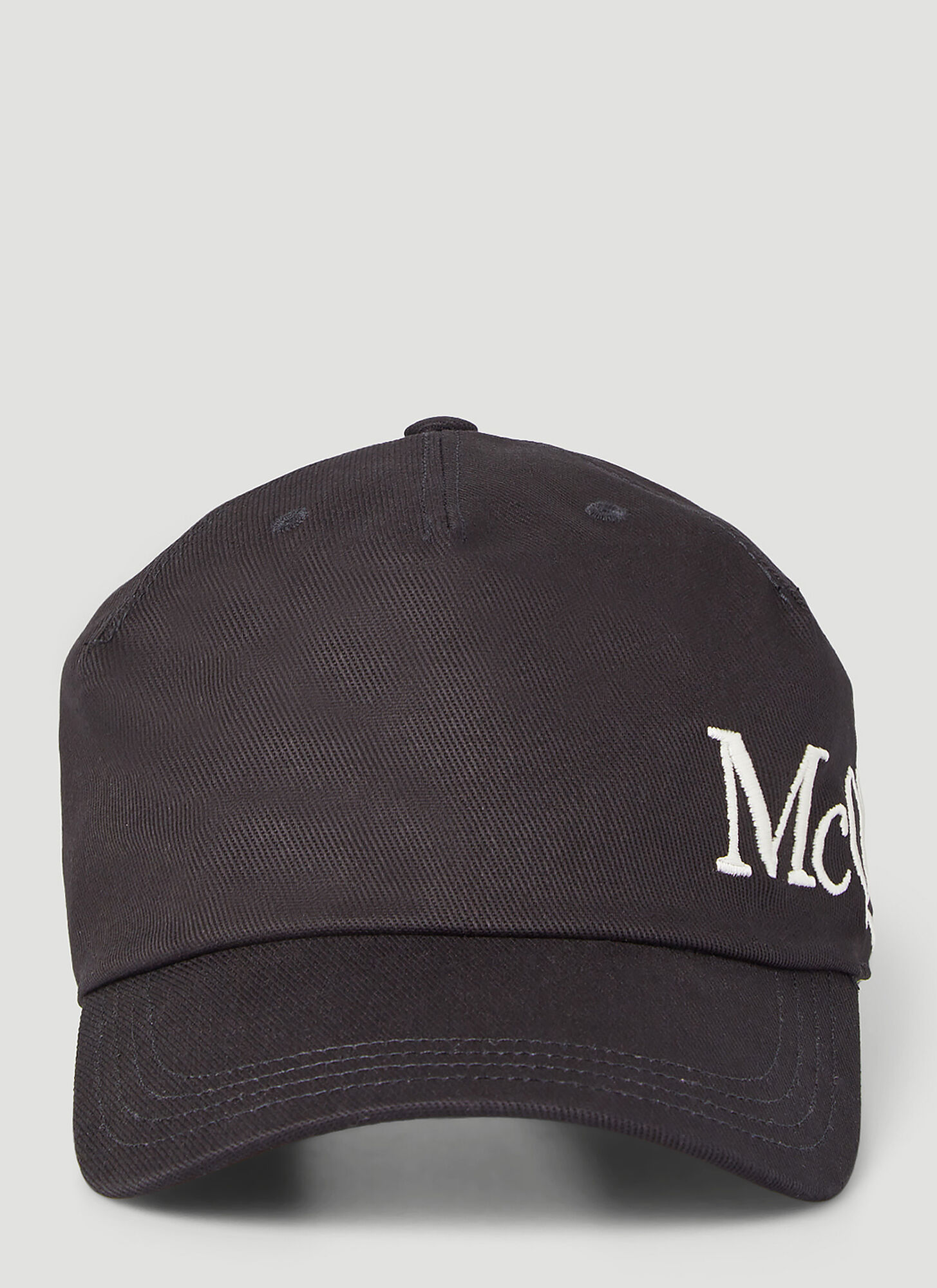 Alexander Mcqueen Oversize Embroidered Mcq Baseball Cap In Black