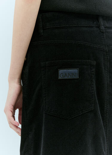 GANNI Washed Corduroy Maxi Skirt Black gan0255012