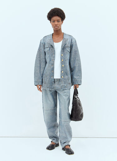 GANNI Sparkle Denim Blazer Blue gan0256054
