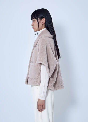 LN-CC® - Max Mara: Alpaca and Wool Teddy Fabric Boxy Cape - Beige Max Mara Alpaca and Wool Teddy Fabric Boxy Cape Beige max0266084