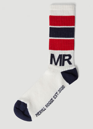 Prada Logo Striped Socks Blue pra0258024