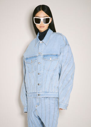 Mugler Spiral Denim Jacket Black mug0259009