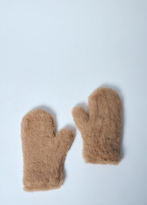 Max Mara Teddy Fabric Mittens Beige max0259028