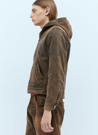Acid Wash Hooded Denim Jacket Aries Acid Wash Hooded Denim Jacket Brown ari0154013