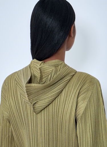 Pleats Please Issey Miyake Ribbed Knit Hooded Sweatshirt Yellow plp0263010