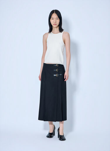 LN-CC® - Chloé: Virgin Wool Skirt with Buckles - Black Chloé Virgin Wool Skirt with Buckles Black chl0263021