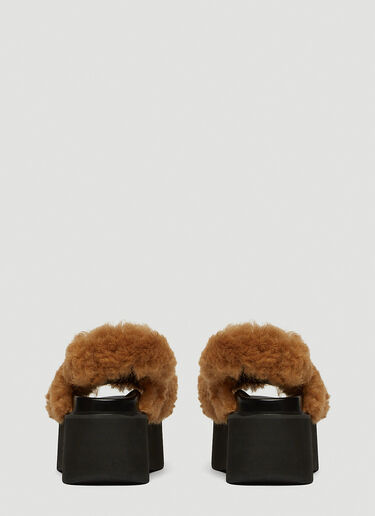Marni [퍼스벳] 시어링 웨지 샌들 브라운 mni0249034