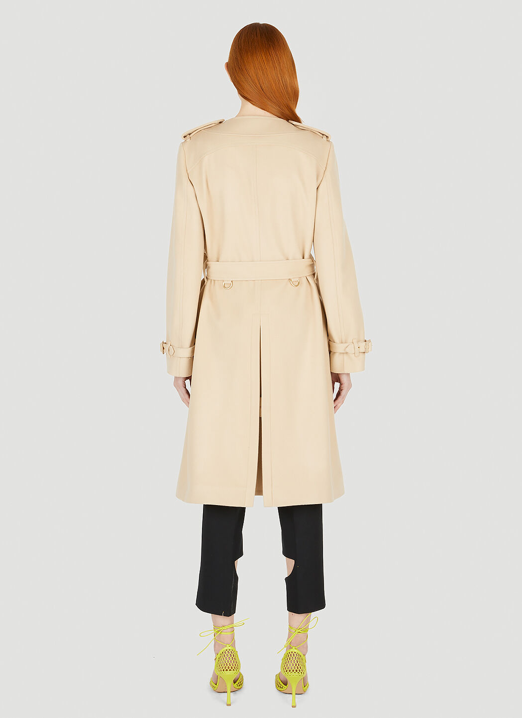 Burberry Double Breasted Collarless Trench Coat in Beige LN CC