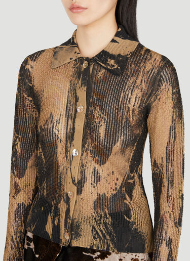 Acne Studios Open-Knit Distressed Print Cardigan Camel acn0254011