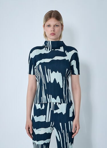 Pleats Please Issey Miyake Pleated Top Blue plp0261001