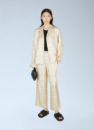TOTEME Monogram Pyjama Pants Beige tot0251049