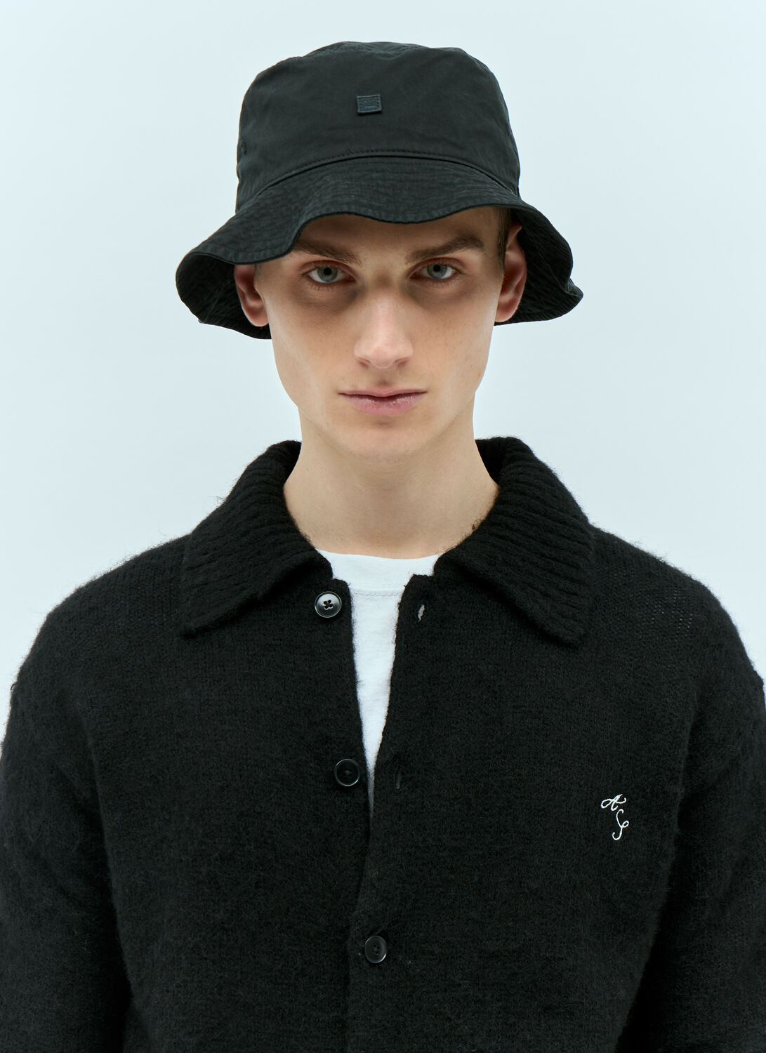 Shop Acne Studios Micro Face Patch Bucket Hat In Black