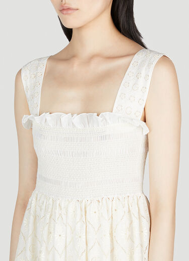 Gucci 双 G 花朵英格兰刺绣连衣裙 白色 guc0253033