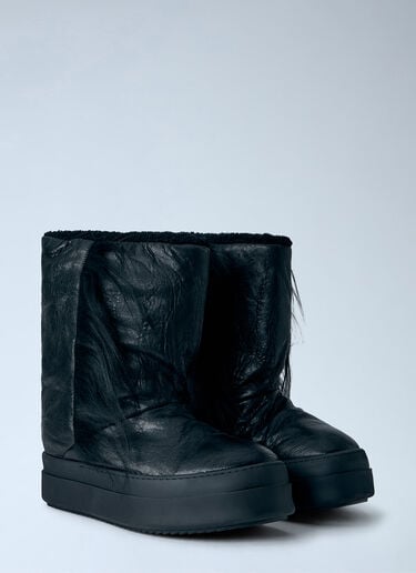 LN-CC® - Rick Owens: Fringed Mega Bumper Lunar Boots - Black Rick Owens Fringed Mega Bumper Lunar Boots Black ric0165018