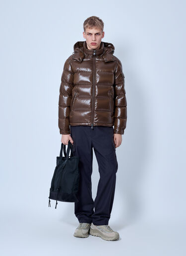 LN-CC® - Moncler: Maya Hooded Short Down Jacket - Brown Moncler Maya Hooded Short Down Jacket Brown mon0166040