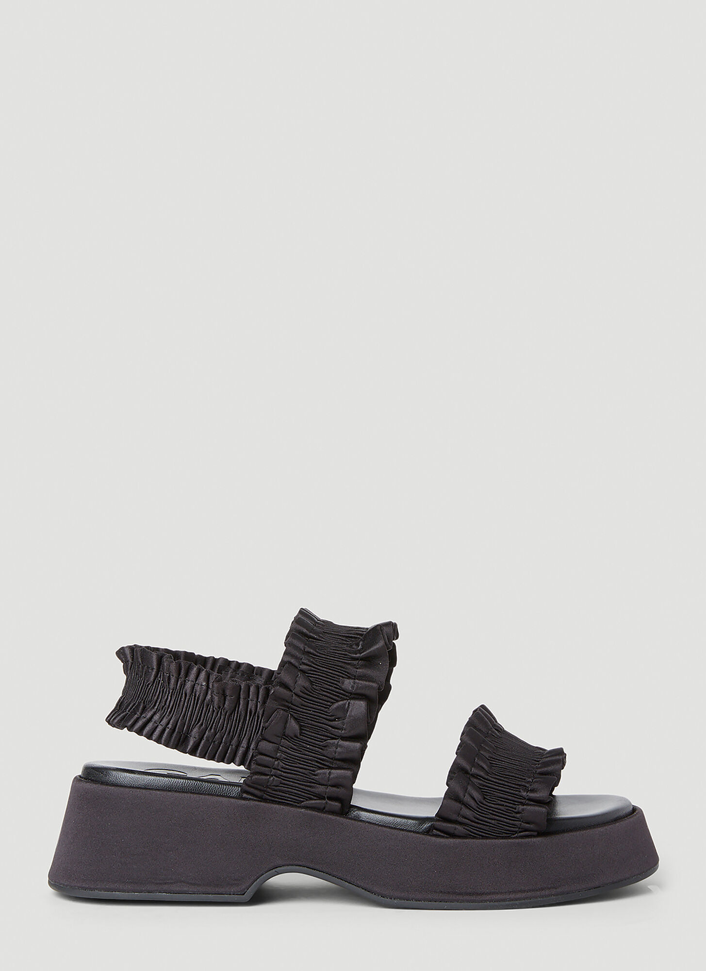 Shop Ganni Smock Flaftorm Sandals In Black