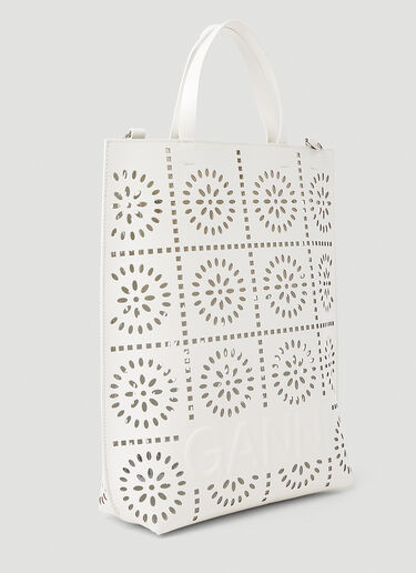 GANNI Banner Medium Tote Bag White gan0253034