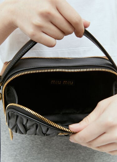Miu Miu Matelassé Nappa Leather Shoulder Bag Black miu0255029