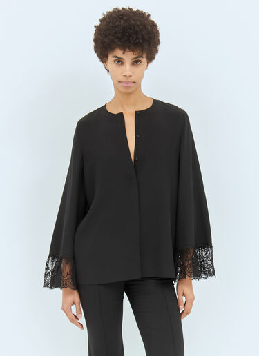 Chloé Collarless Fluid Blouse Black chl0258008