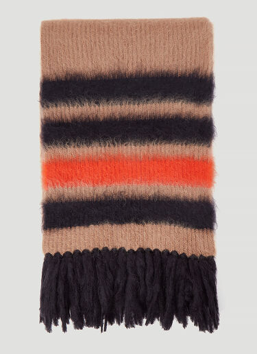 Burberry Striped-Knit Mohair Scarf Beige bur0243032
