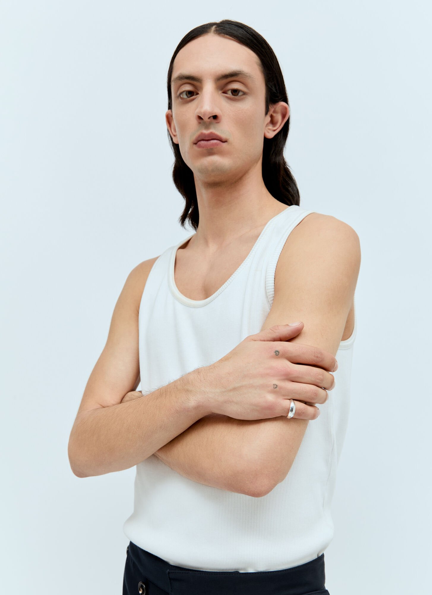 Bottega Veneta Men Detail Chain Ring In Silver