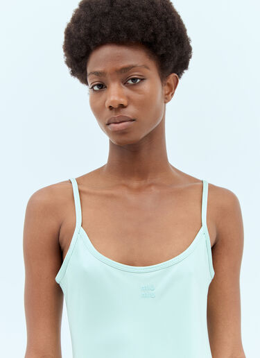 Miu Miu Logo Patch Satin Dress Green miu0257008
