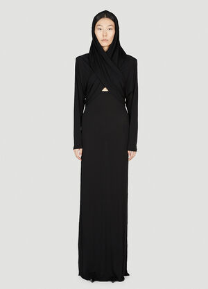 Saint Laurent Hooded Maxi Dress Black sla0252001