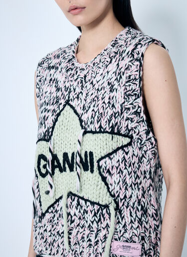 GANNI 图案羊毛背心 粉色 gan0259046