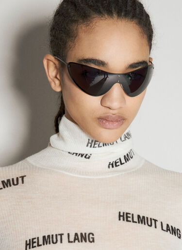 Helmut Lang Logo Print High Neck Sweater White hlm0254003