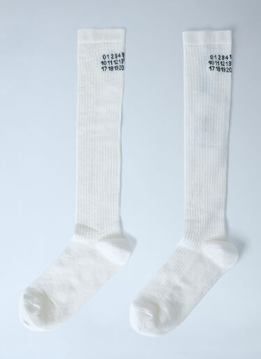 MM6 Maison Margiela Ribbed Knit Knee-High Socks White mmm0264013