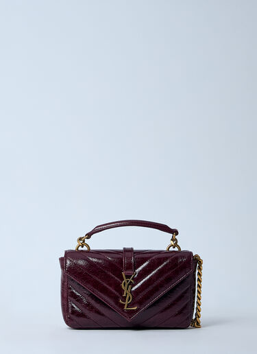 Saint Laurent 迷你学院风链条单肩包 酒红色 sla0259119