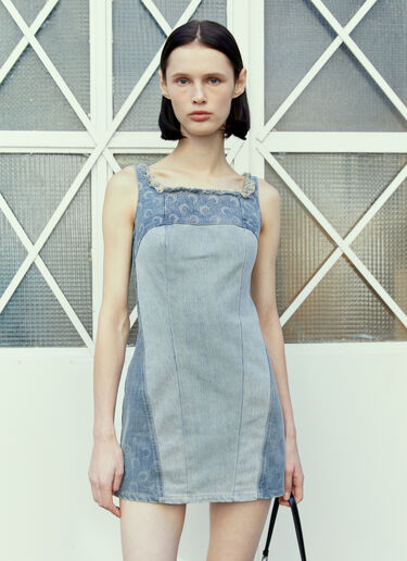 Marine Serre Regenerated Denim Mini Dress Blue mrs0254002
